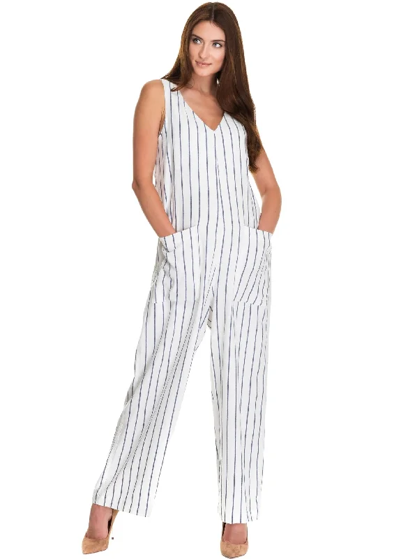 Bianca Maternity Jumpsuit - Blue Stripes