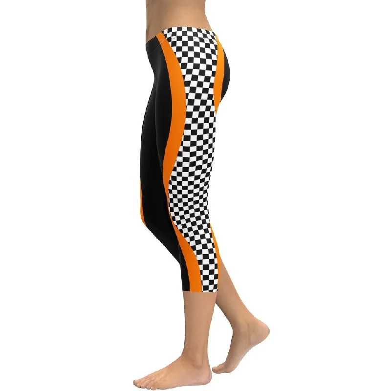 Amazing Deals Black and Orange Checkered Capris