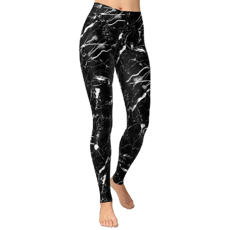 Black Marble Yoga Leggings