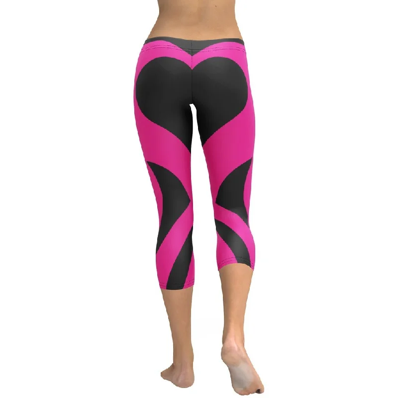 Instant Discount Black & Pink Heart Shaped Capris