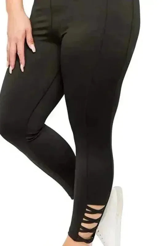 Black Ribbon Leggings (Plus Size)