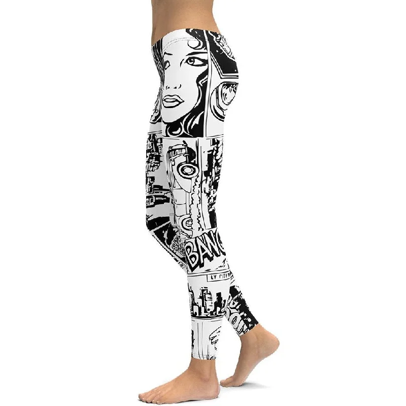 TIME-Limited Offer Black & White Comic Book Leggings