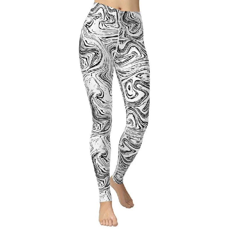 Huge Savings Black & White Marble Yoga Leggings