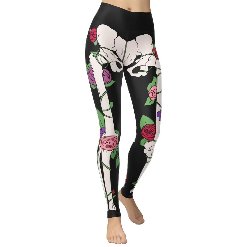 Final Clearance Blooming Skeleton Yoga Leggings