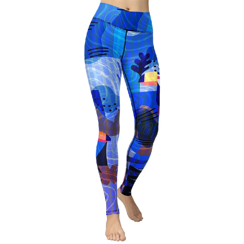 Blue Abstract Yoga Leggings