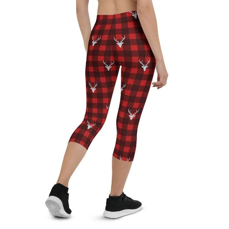 Hurry In Buffalo Reindeer Print Capris