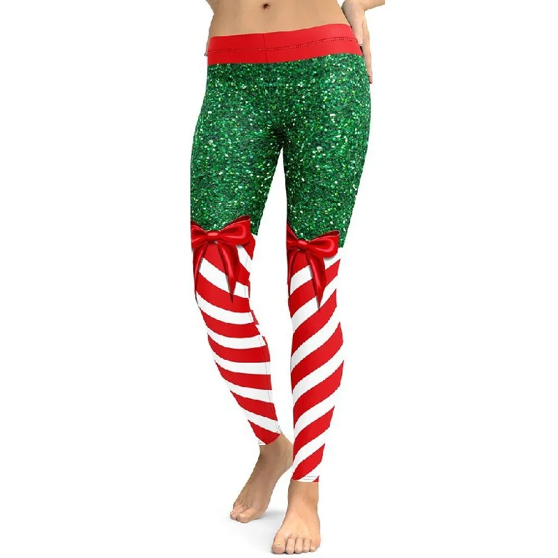 Fantastic Deals Candy Stripe Christmas Leggings