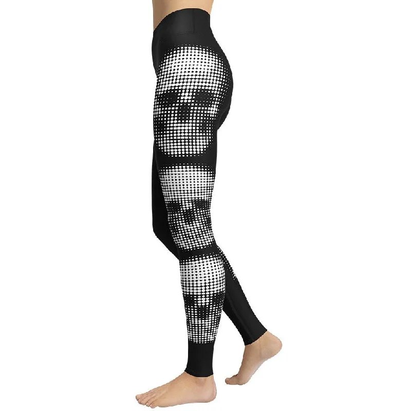 Limited Time Offer Charcoal Halftone Skull Yoga Leggings
