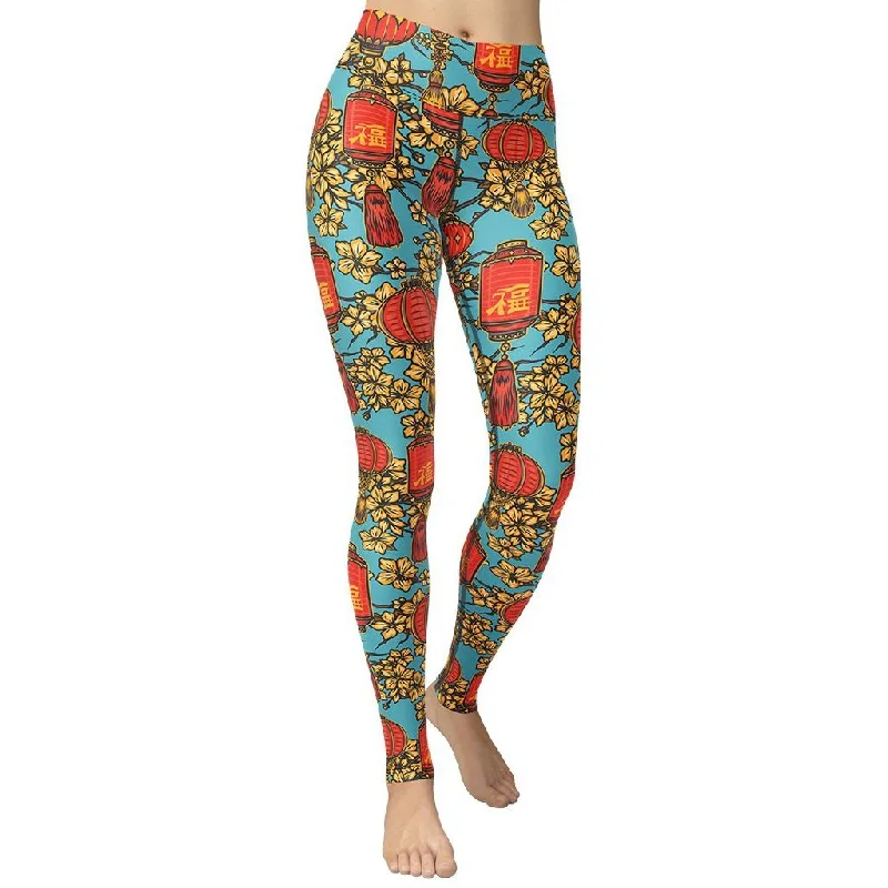Overstock Chinese Festive Yoga Leggings