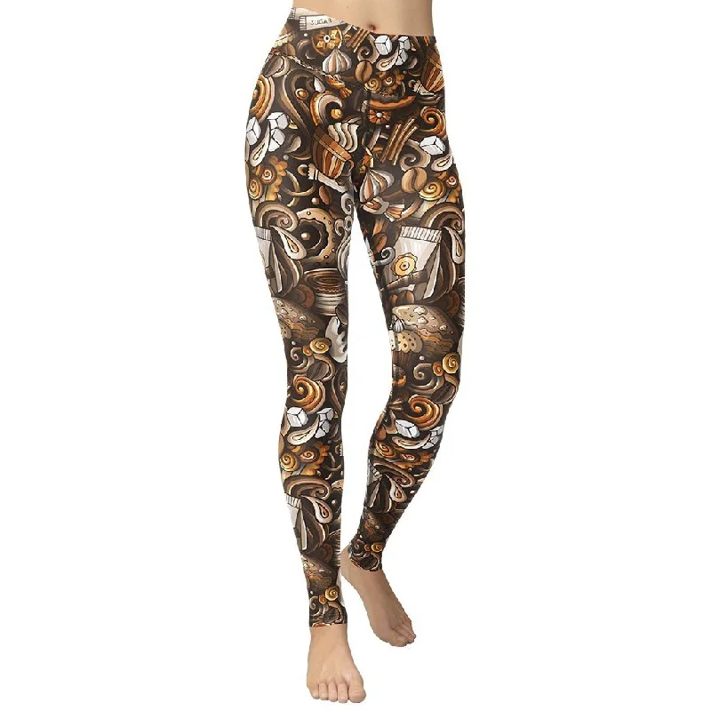Price Reduction Coffee Shop Print Yoga Leggings