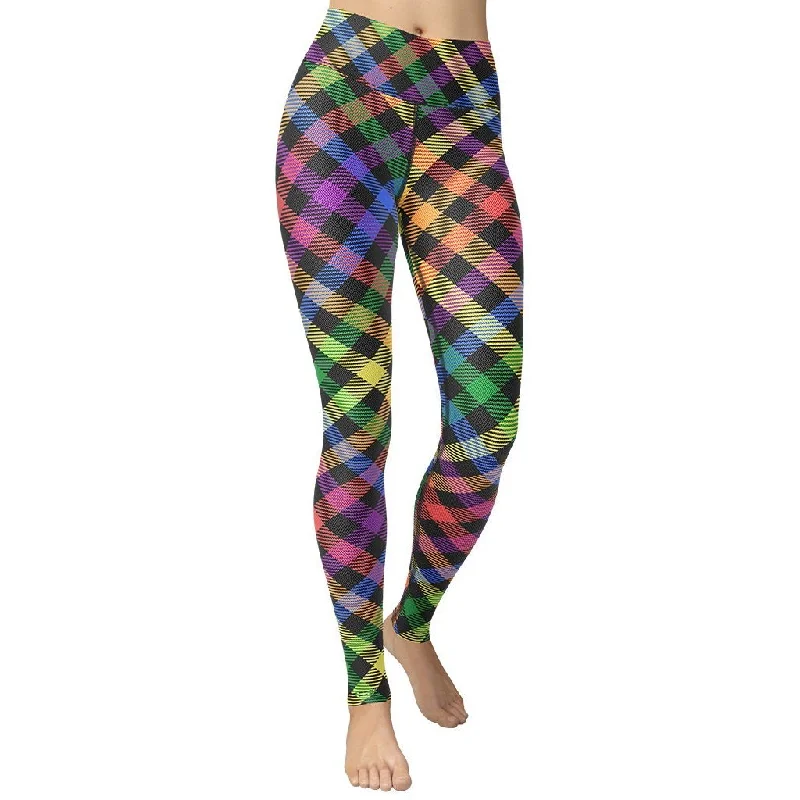 Best Deals Colorful Plaid Yoga Leggings