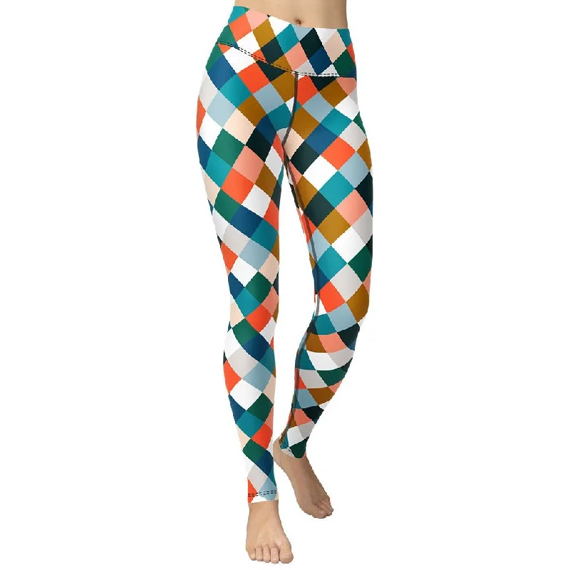 Big Discounts Colorful Rhombus Pattern Yoga Leggings