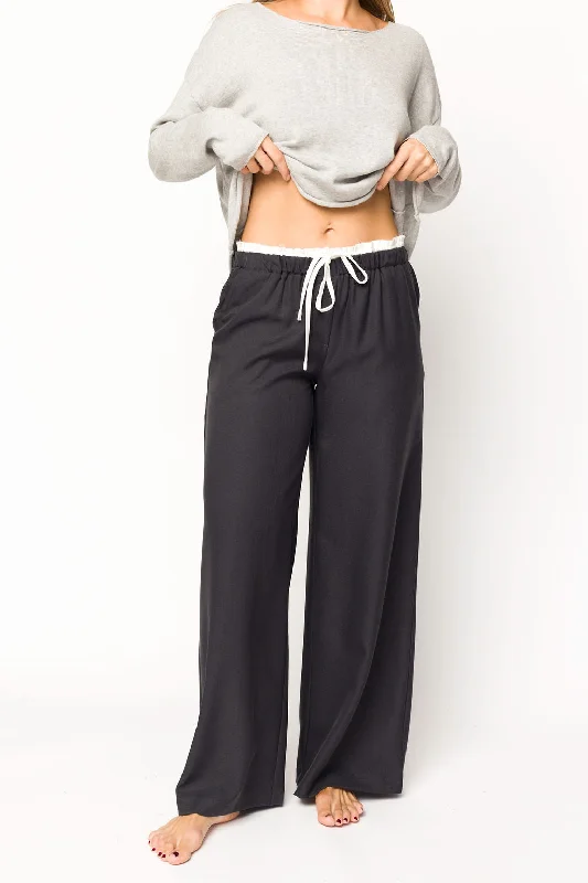 Heidi Contrast Wide Leg Pants in Charcoal