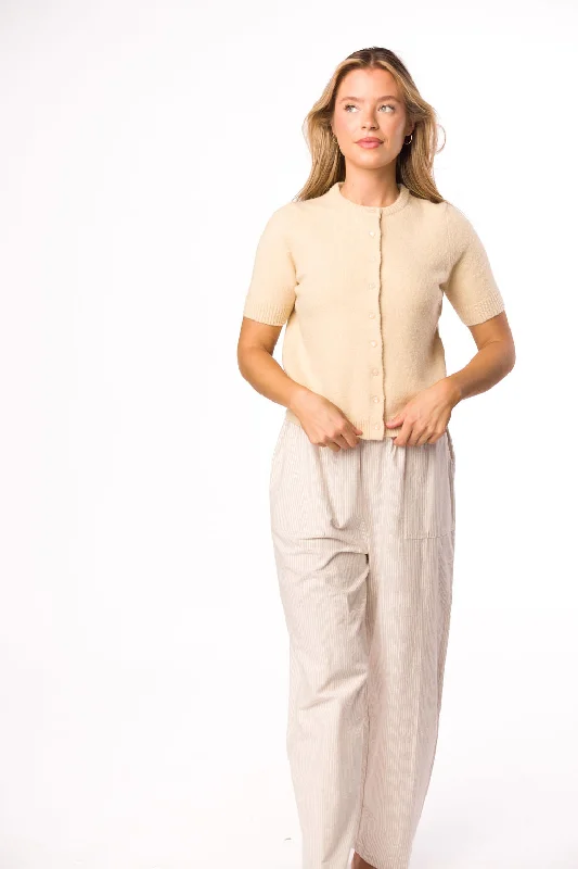 Dawson 100% Cotton Wide Leg Pant in Natural Stripes