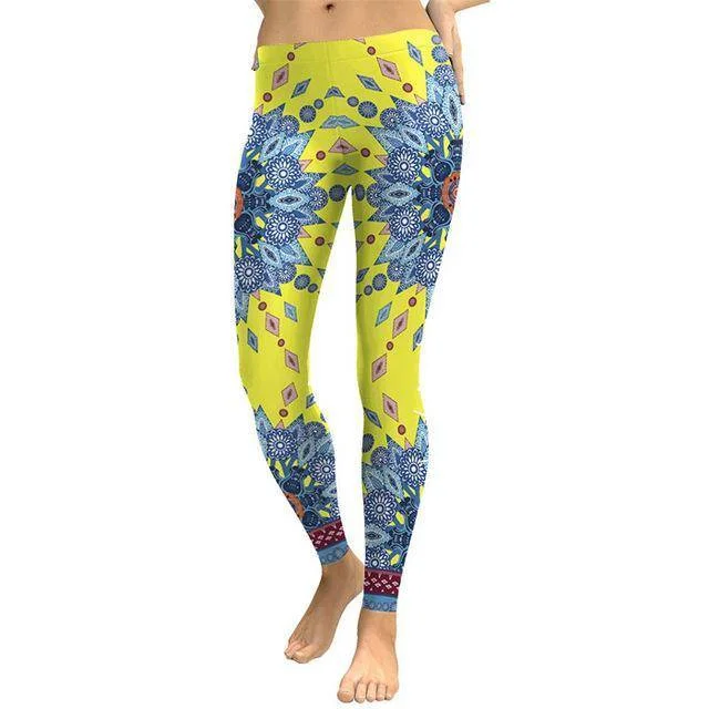 European Style Mandala Flower Yoga Pants