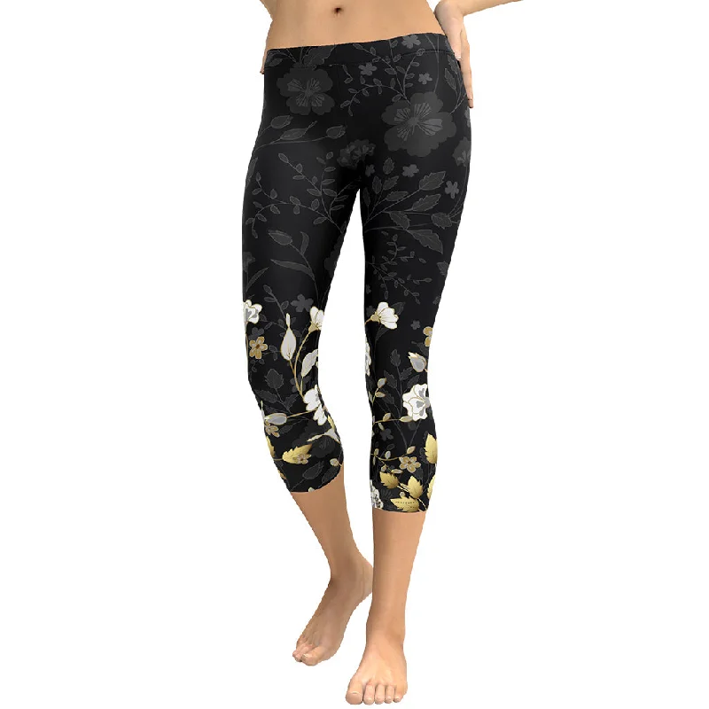 Huge Savings Golden Floral Capris