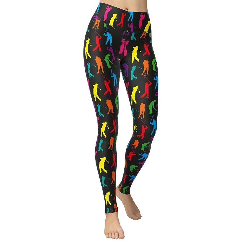 Savings Alert Golfer Pattern Yoga Leggings