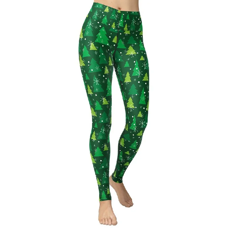 Green Forest Christmas Yoga Leggings