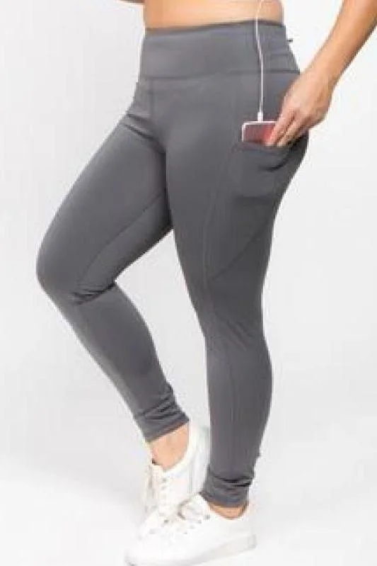 High Waist Tech Pocket CHARCOAL leggings (Plus-Size)