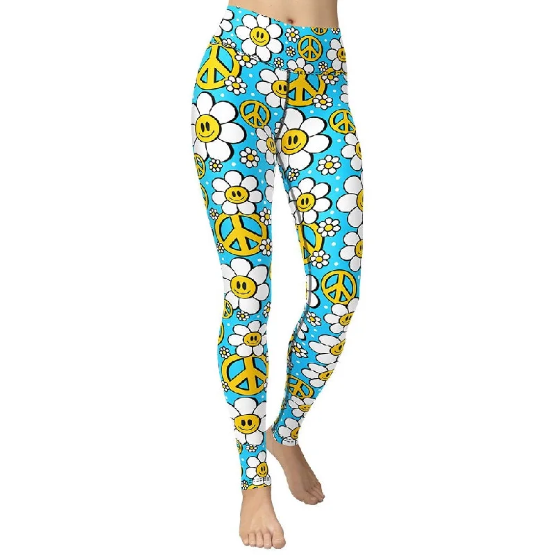 Savings Galore Hippie Flower Pattern Yoga Leggings