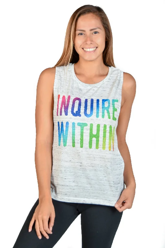 Epic Deals Inquire Within Rainbow Flowy Scoop Boyfriend Tee