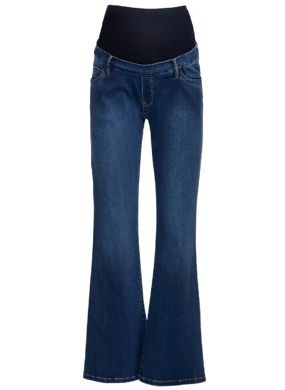 Graduated Flare Maternity Jeans - Medium Stoned Wash