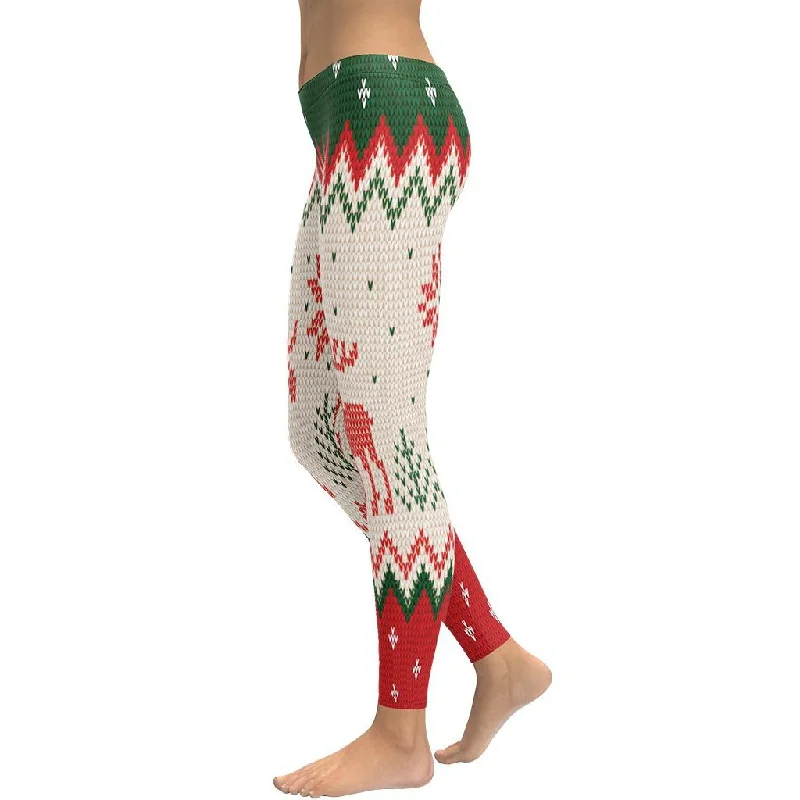 Exclusive Deal Knitted Print Ugly Christmas Leggings
