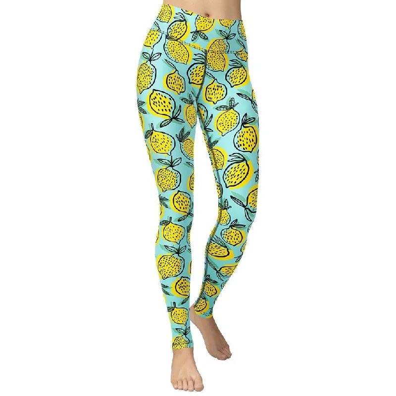 Deal Mania Lemon Pattern Yoga Leggings