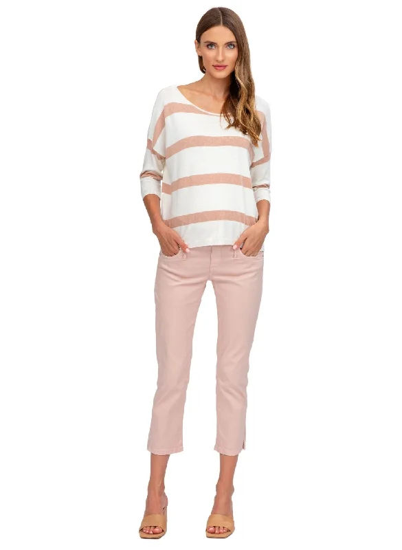 Maternity Capri Pants in Stretch Cotton - Rose Smoke