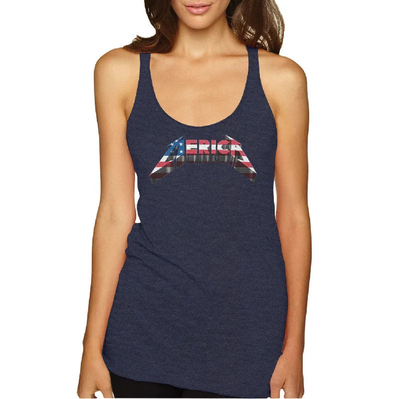 Merica Triblend Ladies Racerback Tank Top