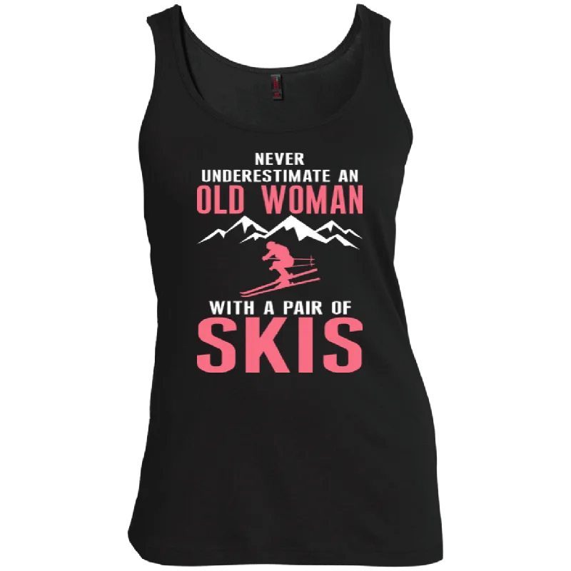 Never Underestimate An Old Woman With A Pair Of Skis Tank Tops