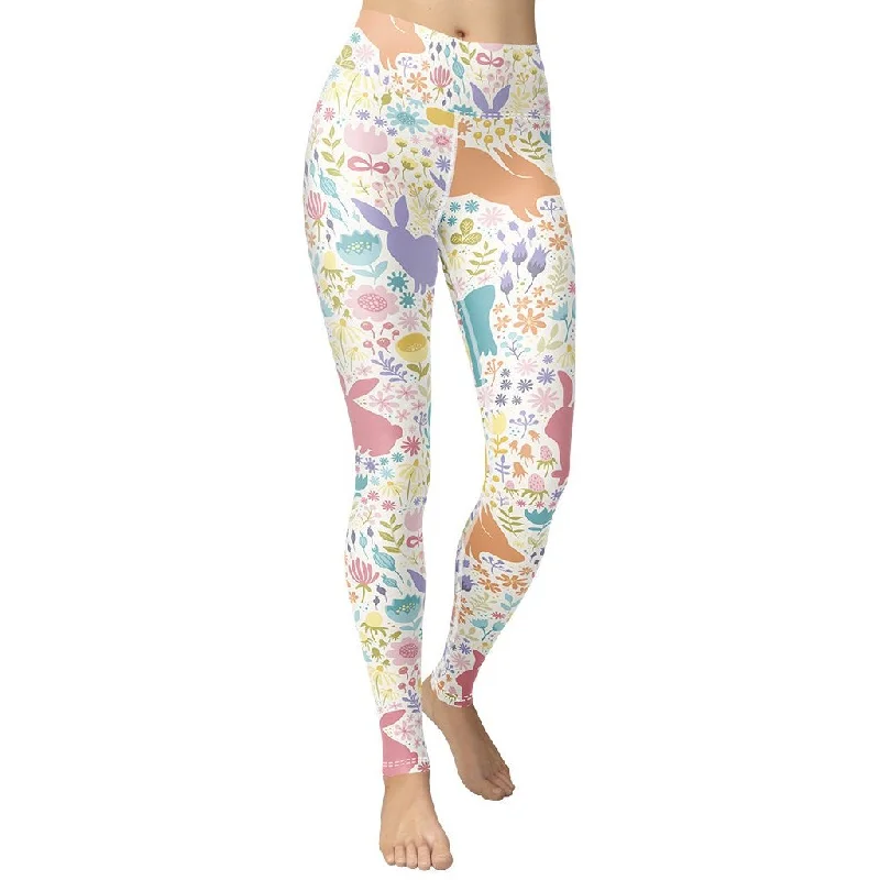 Epic Deals Pastel Easter Garden Yoga Leggings