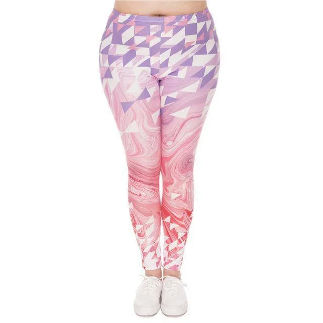 Pink Marble and Triangles Leggings