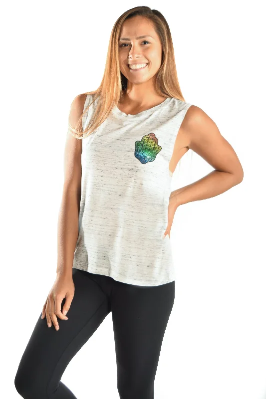 Deep Discounts Rainbow Hamsa Hand On Boyfriend Tee