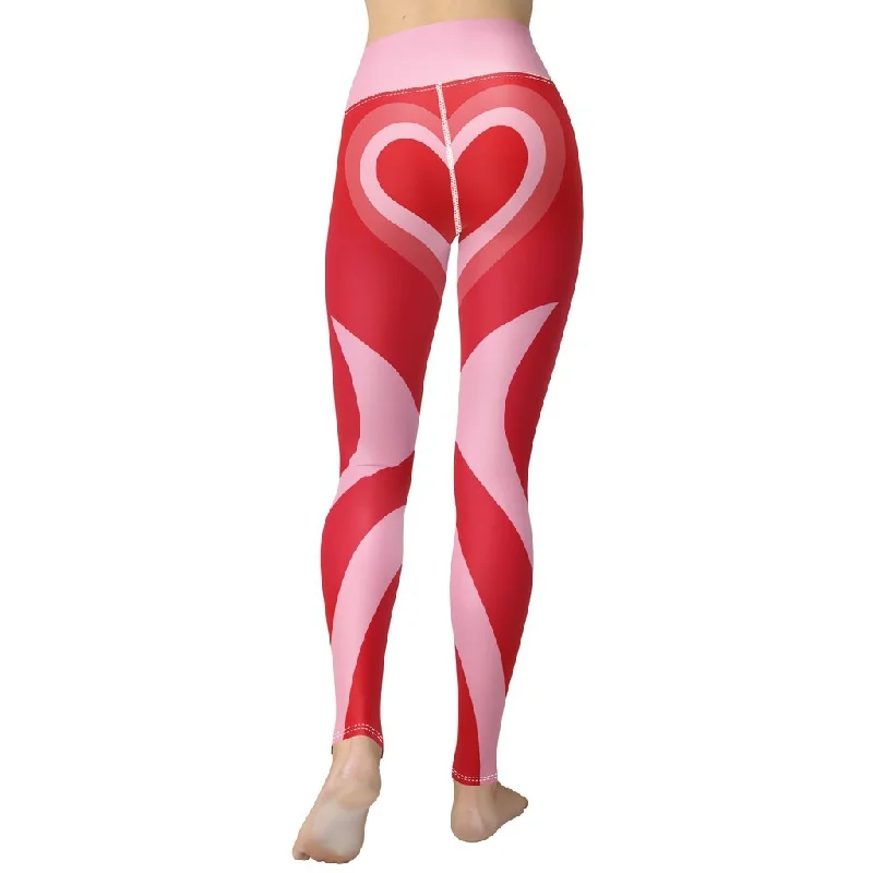 Incredible Offers Red Heart Shaped Tunnel Yoga Leggings