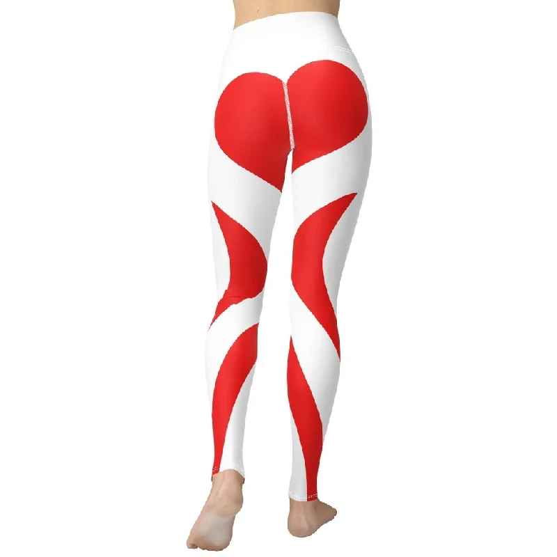 Bargain Prices Red & White Heart Shaped Yoga Leggings