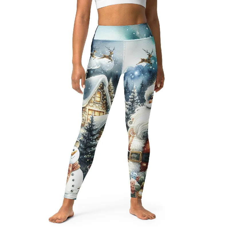 Santa's Cozy Cottage Yoga Leggings