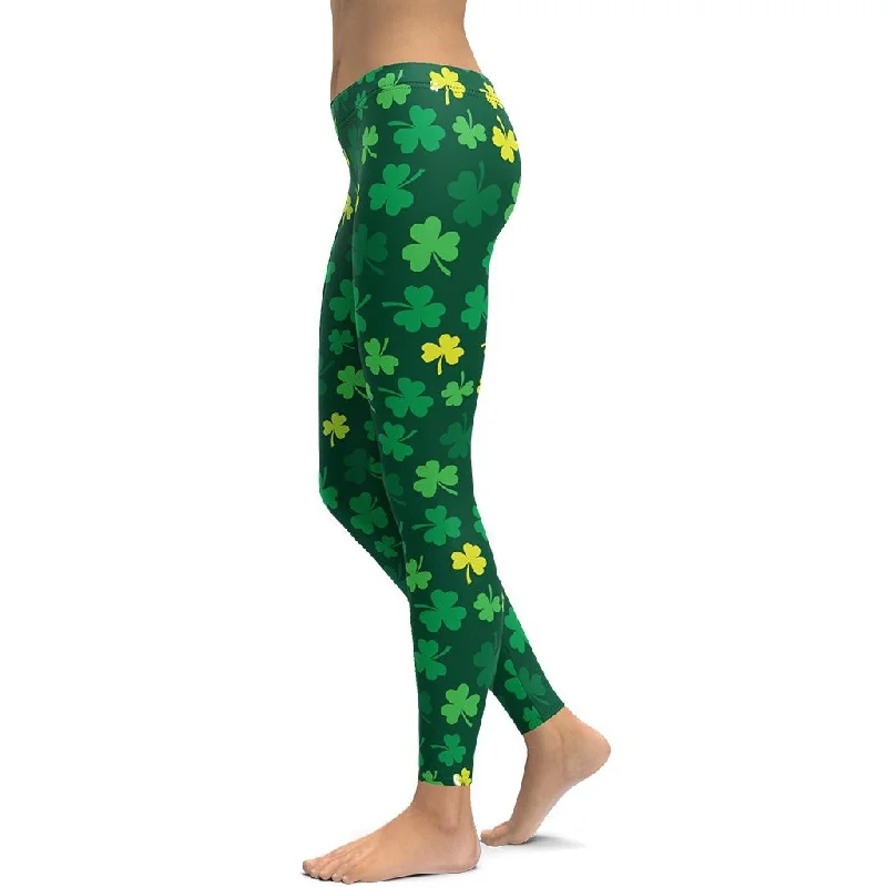 Early Bird Discount Shamrock Pattern Leggings
