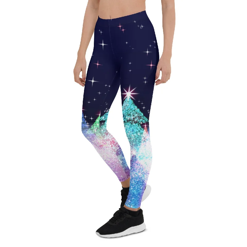 Final Markdown Shimmery Christmas Tree Print Leggings