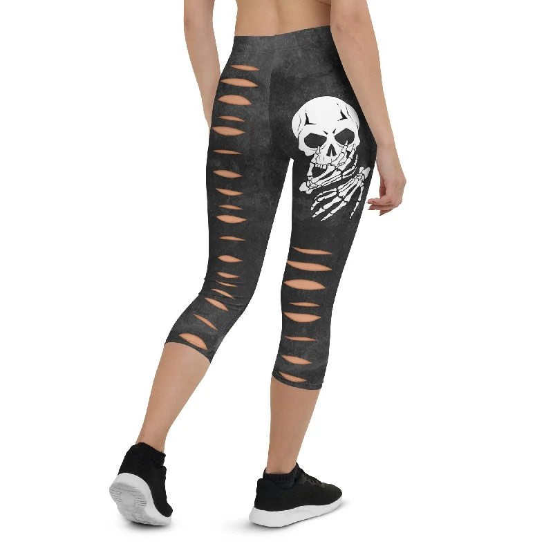 Special Price Skeleton 3D Cut Out Effect Capris