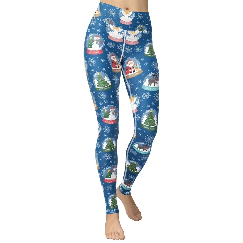 YEAR-End Sale Snow Globe Pattern Yoga Leggings