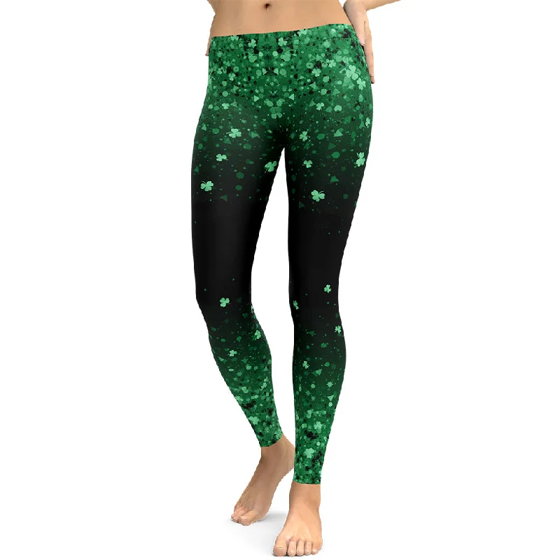 Markdowns St. Patrick's Day Glitter Print Leggings
