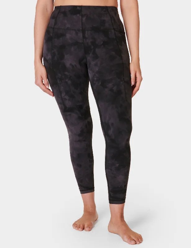 Super Soft 7/8 Yoga Leggings - Black Spray Dye Print