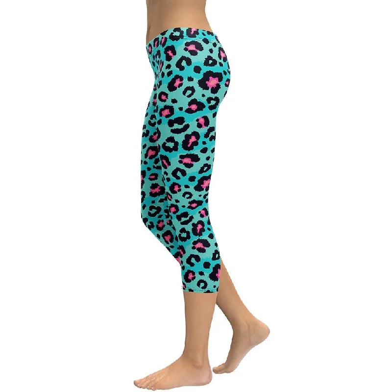 Extra Savings Turquoise Leopard Print Capris
