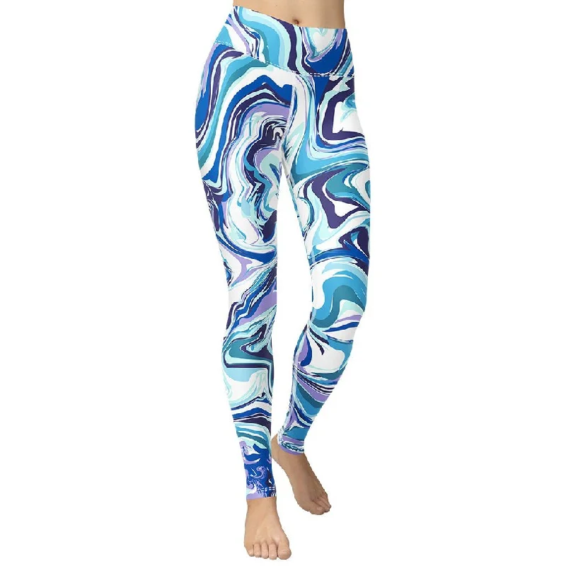Price Smash Vibrant Blue Marble Yoga Leggings