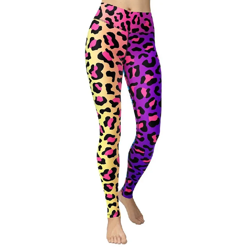 Vibrant Leopard Print Yoga Leggings