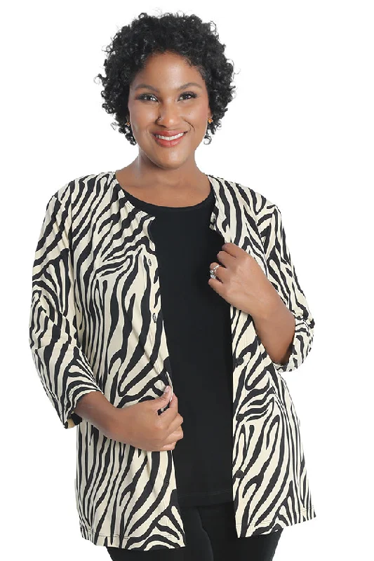 Vikki Vi Jersey Ivory Zebra Cardigan