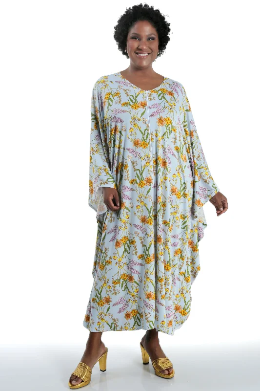 Vikki Vi Jersey Tea Garden Zip Front Caftan