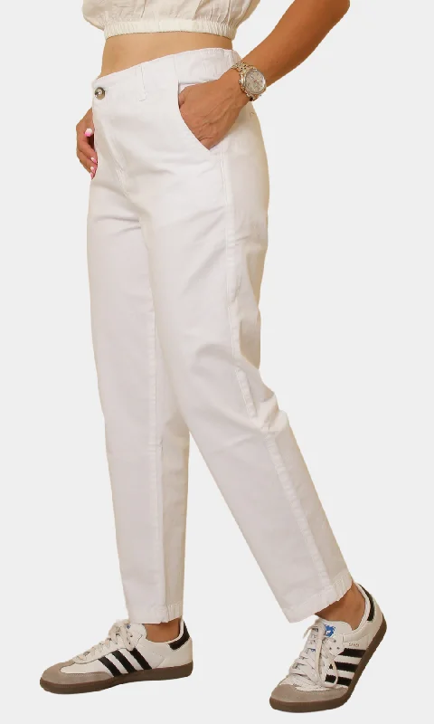 Women Gabardine Pants (White)