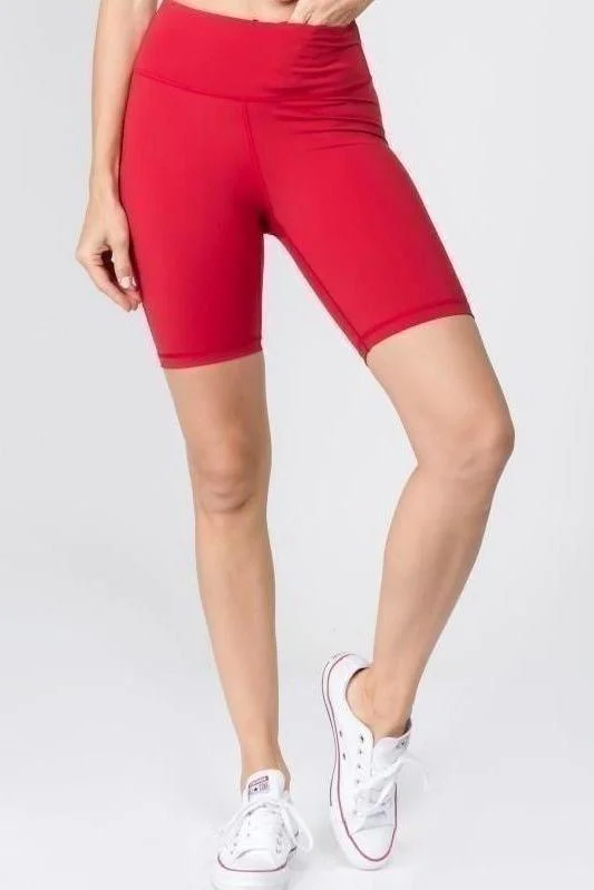 Active High Rise Matte Bike Shorts (CRIMSON)